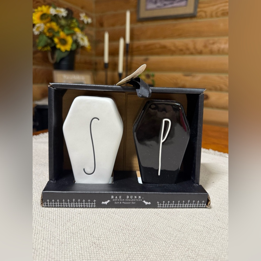 COFFIN Rae Dunn Halloween SALT & PEPPER Shakers